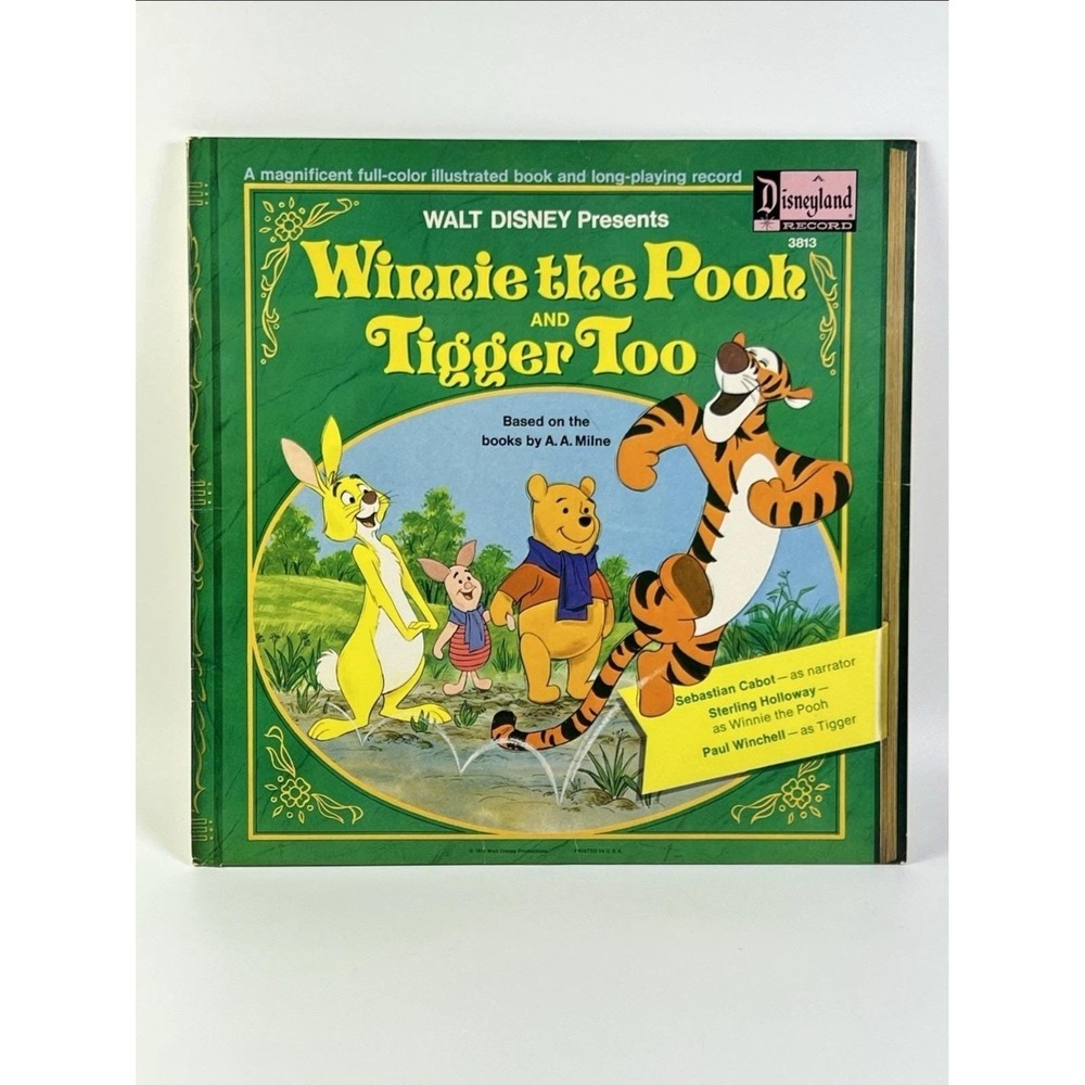 Vintage 1974 Disney Winnie the Pooh & Tigger Too Book Record Set Disneyland 3813